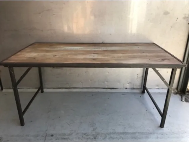 Var Klaptafel Folding table wood, metalen frame 180x90H83cm Zie foto