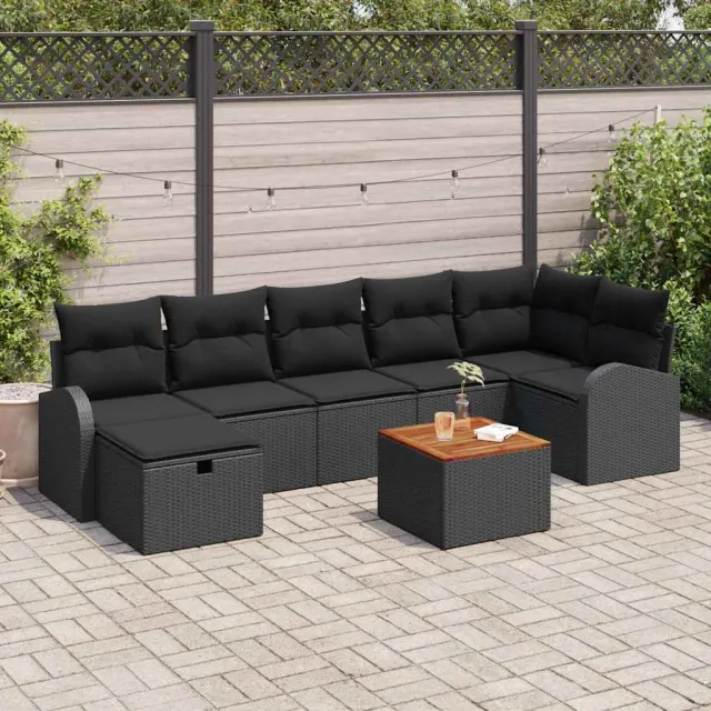 vidaXL Tuinbankenset 8 st Zwart poly rattan