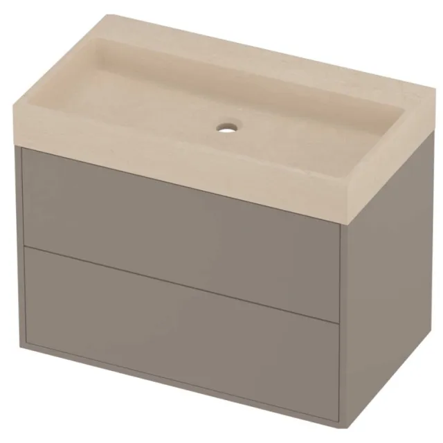 Proline Evoli Badmeubelset Hardsteen Loft 2 Laden 80x46x62 cm Sand Stone Clay Beige