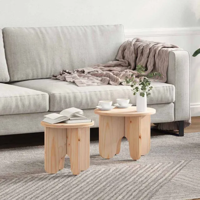 vidaXL Salontafel 2 st Naturel 39.5 x 39.5 x 30 cm Massief grenenhout, foto 2