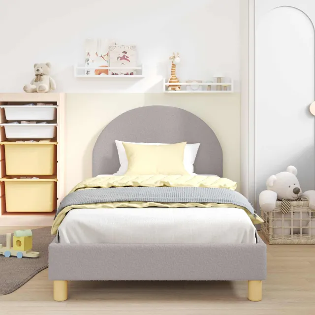 vidaXL Bedframe voor kinderen met hoofdbord Lichtgrijs 90x190 cm