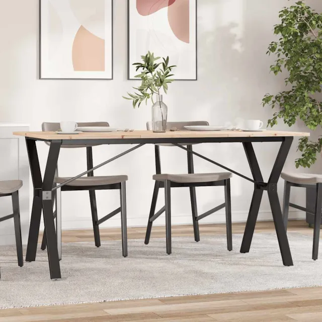 vidaXL Eettafel Y-frame 140x80x75 cm massief grenenhout en staal Bruin