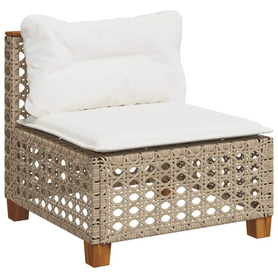 vidaXL 6-delige Loungeset met kussens poly rattan beige, foto 4