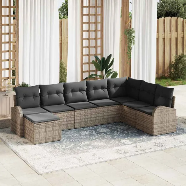 vidaXL Bankstel 8 st Grijs poly rattan, foto 2