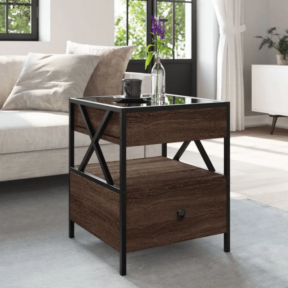 vidaXL Salontafel met Infinity LED 40x40x51 cm bruin eikenkleurig, foto 3