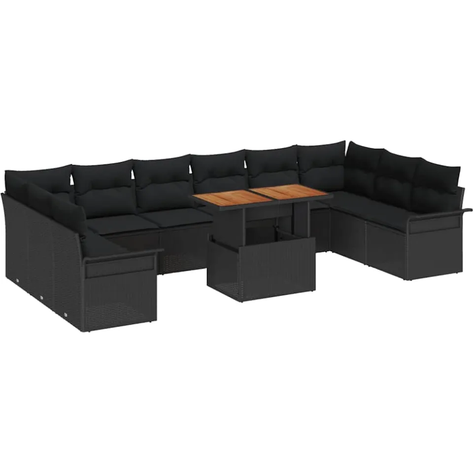 vidaXL Tuin Sofa Set 9 st Zwart Poly riet