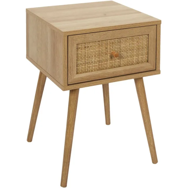 Home Deco Factory Nachtkastje Classico - 1 lade - lichtbruin - dennenhout - 39x39x55 cm