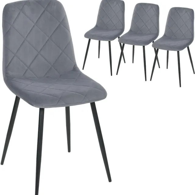 Homcom Eetkamerstoel-Polyester-45x54x87cm-Grijs