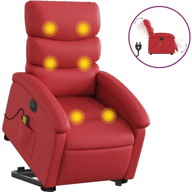 vidaXL Sta-op-massagestoel - elektrisch - kunstleer - rood