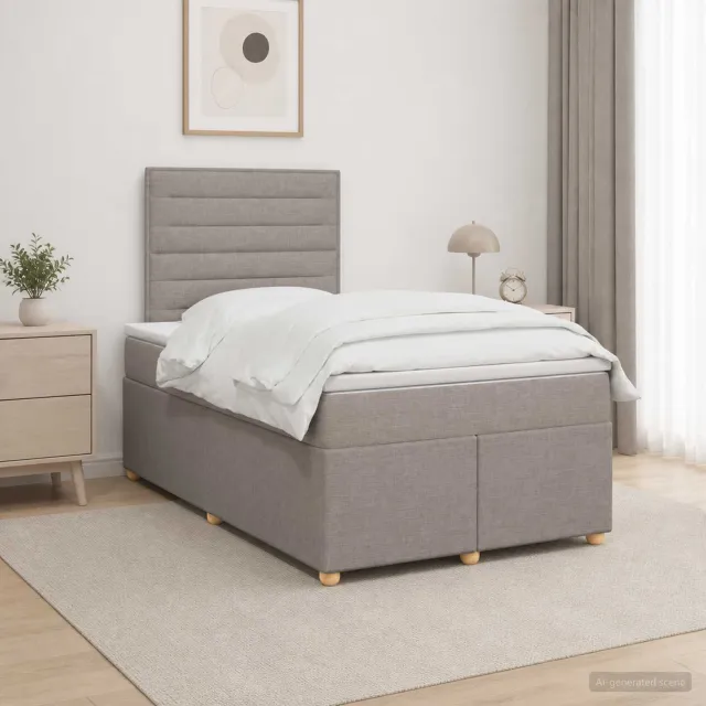 vidaXL Boxspringbed met matras met hoofdeinde Taupe 120 x 190 cm Stof