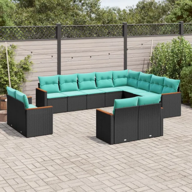 vidaXL 12-delige tuinbankset met kussens van zwart polyrotan, foto 2
