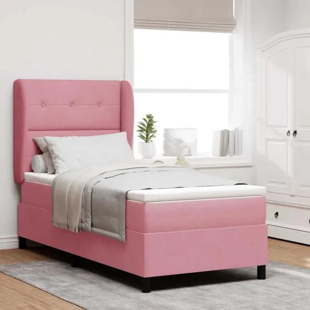 vidaXL Boxspringbed met hoofdeinde Roze 190 x 90 cm Fluweel