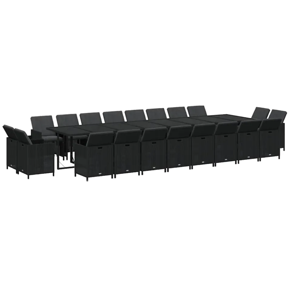 vidaXL 21-delige Tuinset met kussens poly rattan zwart