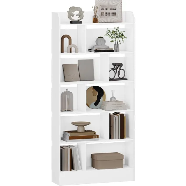 HILINSIE Boekenkast, Boekenkast met 6 Vakken, Opbergplank,170 cm, Wit