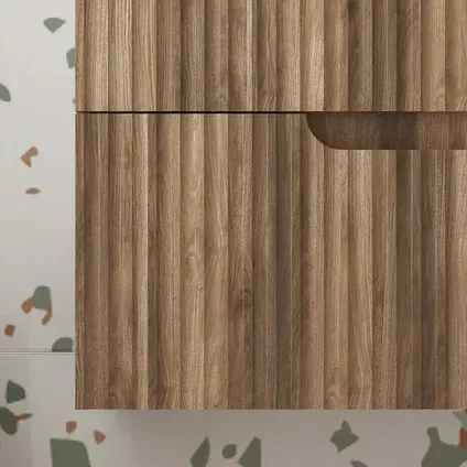 Aurlane Wastafelonderkast Emilien 50cm - Houtlook Mat - Met 2 Lades - Met Mat Witte Wastafel, foto 5