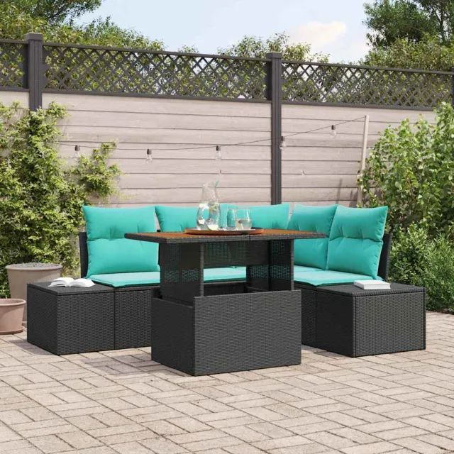 vidaXL Tuin Sofa Set 5 st Zwart Poly rattan, foto 2
