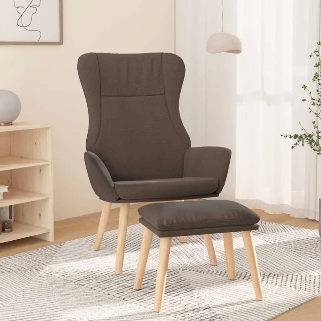 vidaXL Relaxstoel met voetenbank stof taupe