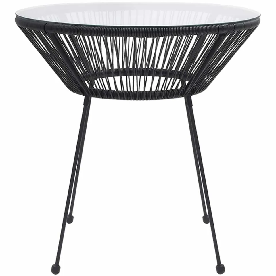 vidaXL Tuintafel Ø70x74 cm rattan en glas zwart, foto 2
