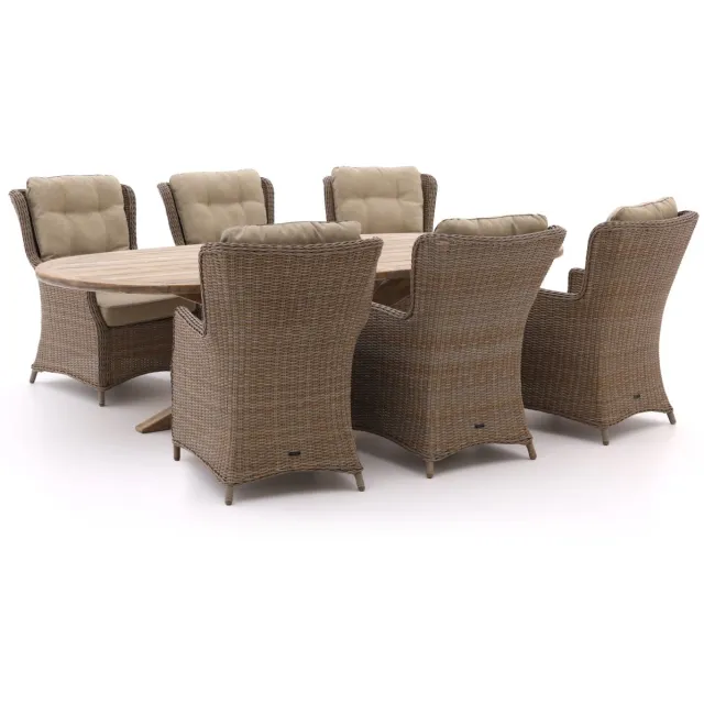 Intenso Furniture Intenso Milano/ROUGH-Y Ellips 280cm dining-lounge tuinset 7-delig Taupe