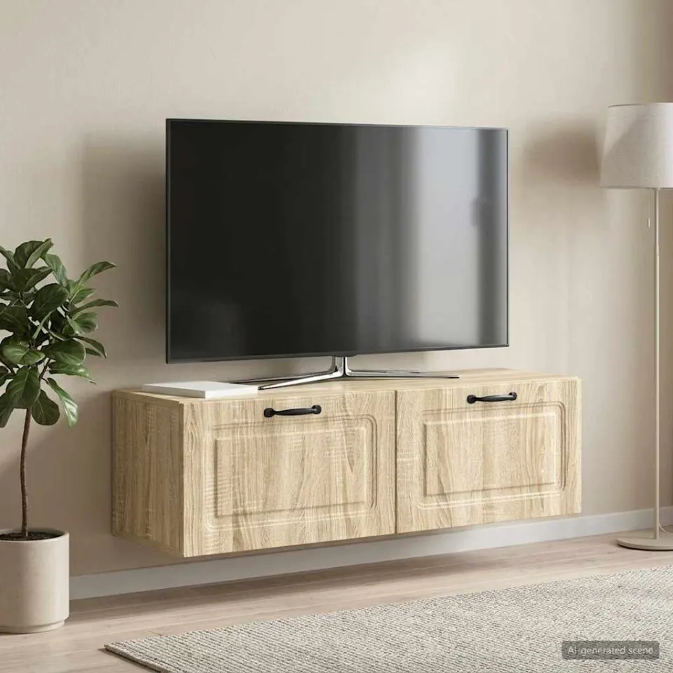 vidaXL Wandbeugel TV-kast Sonoma Eiken 98 x 31 x 30 cm Bewerkt hout, foto 4