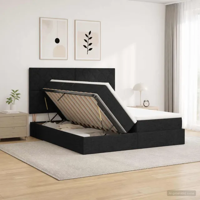 vidaXL LED Opslagbed met Matras Zwart 180 x 200 cm Stof