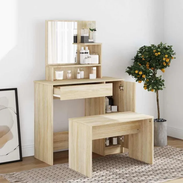 vidaXL Kaptafel met spiegel 86,5x35x136 cm sonoma eikenkleurig, foto 3
