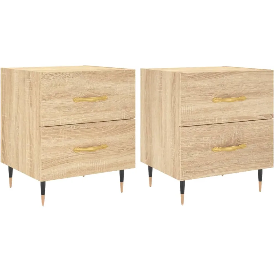 vidaXL Nachtkastjes 2 st 40x35x47,5 cm bewerkt hout sonoma eikenkleur, foto 3