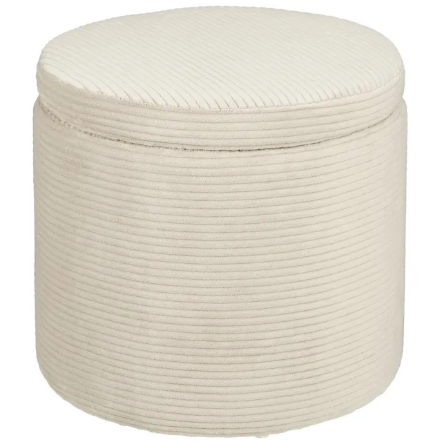 Mica Decorations Poef met Opbergruimte - H41 x Ø42 cm - Off-white Gebroken wit