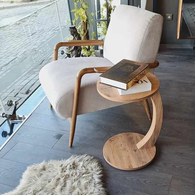 Intergas Banktafel - Bijzettafel - 17-03 - Wiel C Tafel - Nesttafel - Servicetafel - 38x38x56 cm - Pijnboom