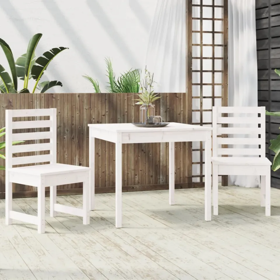 vidaXL 3-delige Bistroset massief grenenhout wit, foto 3