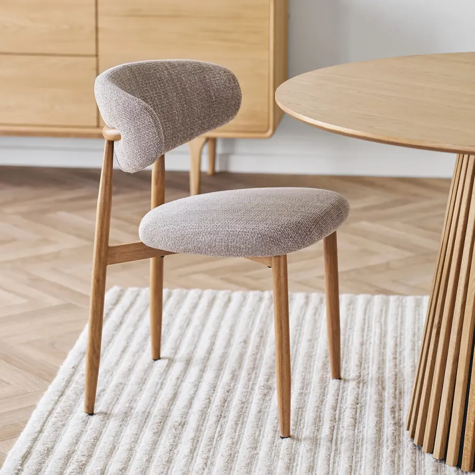 Nolon Jolien eetkamerstoel taupe mixed - naturel onderstel, foto 3