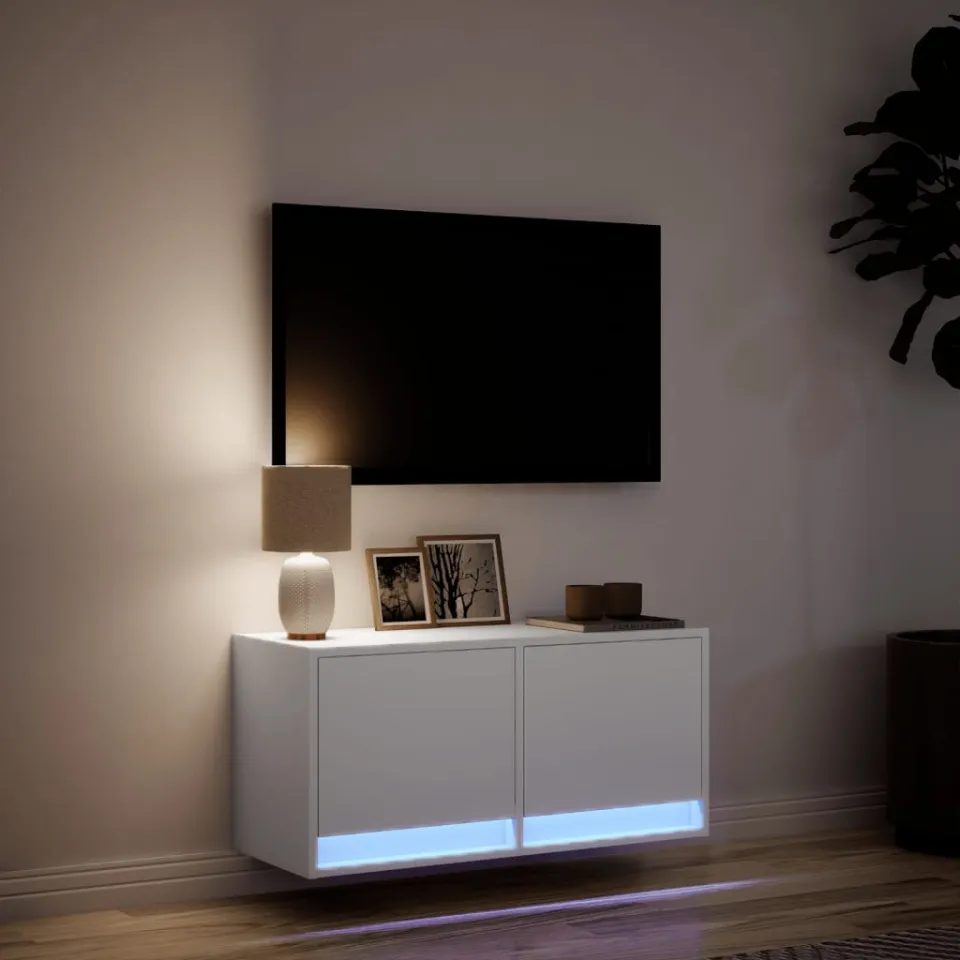 vidaXL Tv-wandmeubel met LED-verlichting 80x31x35 cm wit, foto 4