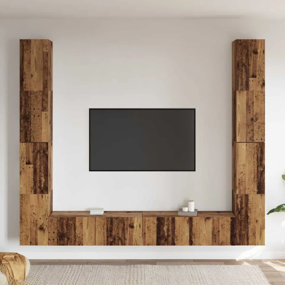 vidaXL Tv-wandkasten 6 st bewerkt hout oud houtkleurig bruin, foto 2