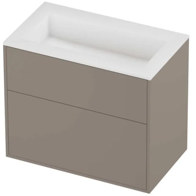 Proline Aristo Badmeubelset Polystone Elegant 2 Laden 80x46x67 cm Mat White Clay Beige