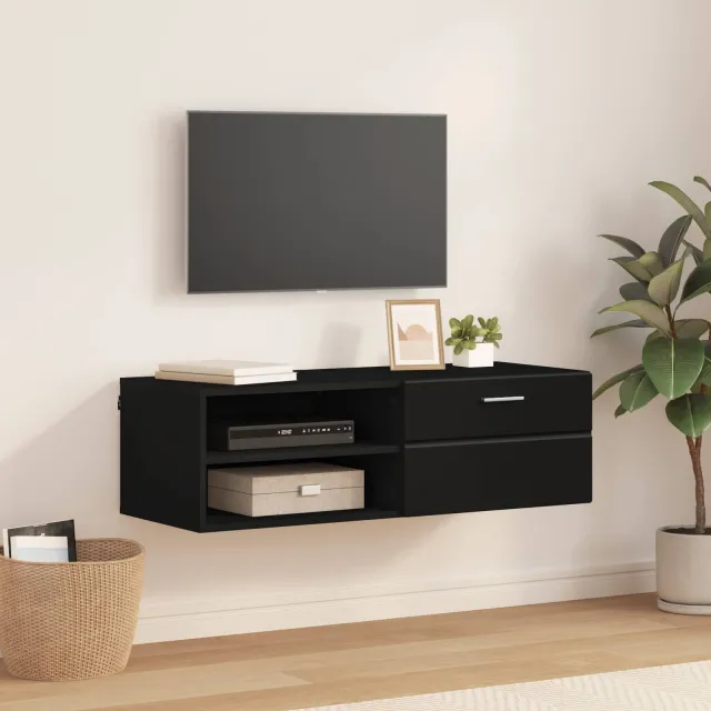 vidaXL Tv-meubel FLORIN 100,5 x 39 x 30 cm Zwart Bewerkt hout