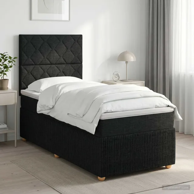 vidaXL Boxspringbed met matras met hoofdeinde Zwart 100 x 200 cm Stof