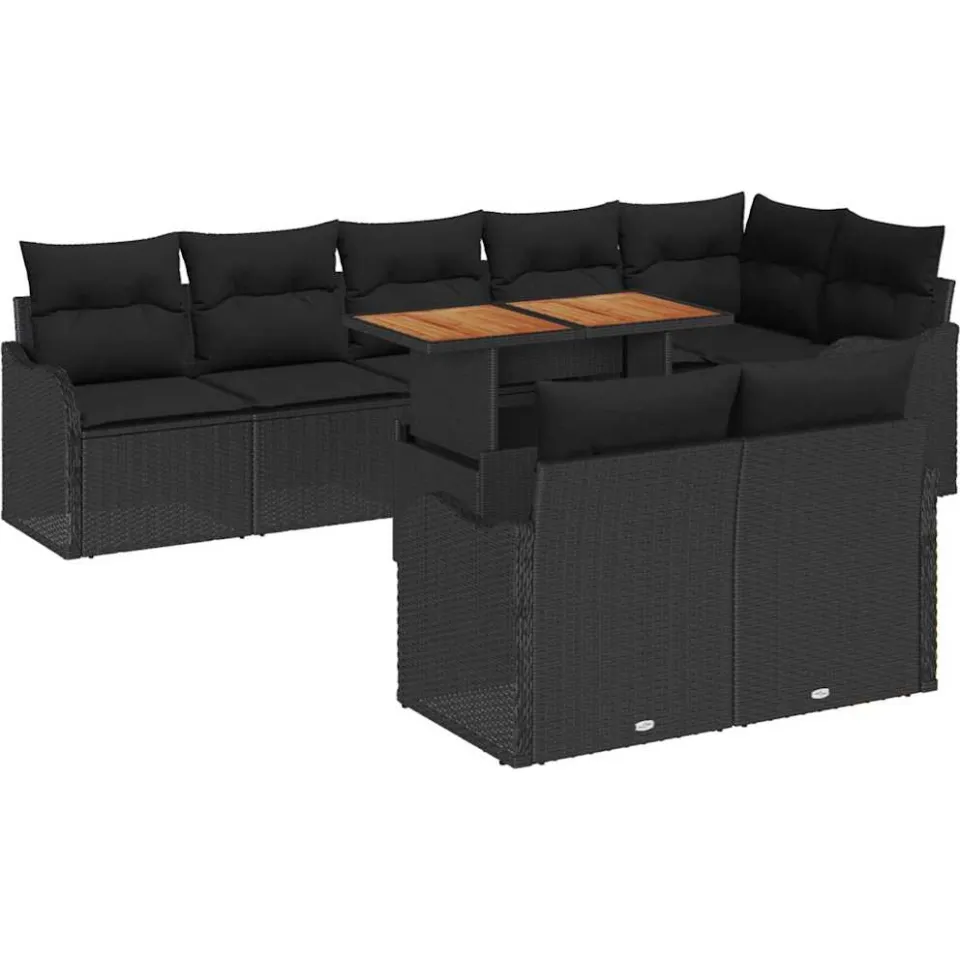 vidaXL Tuin Sofa Set 9 st Zwart Poly riet