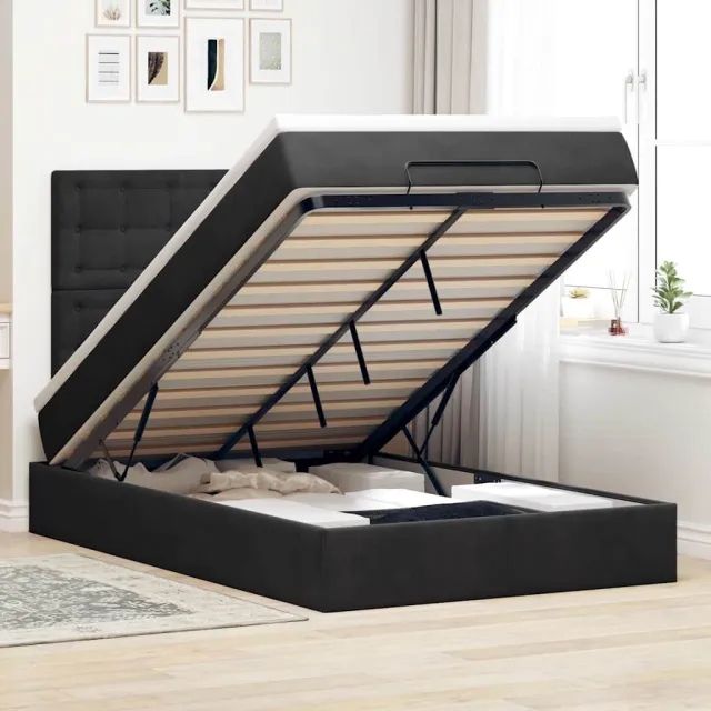 vidaXL Ottoman bed met matrassen 120x190cm fluweel donkerblauw