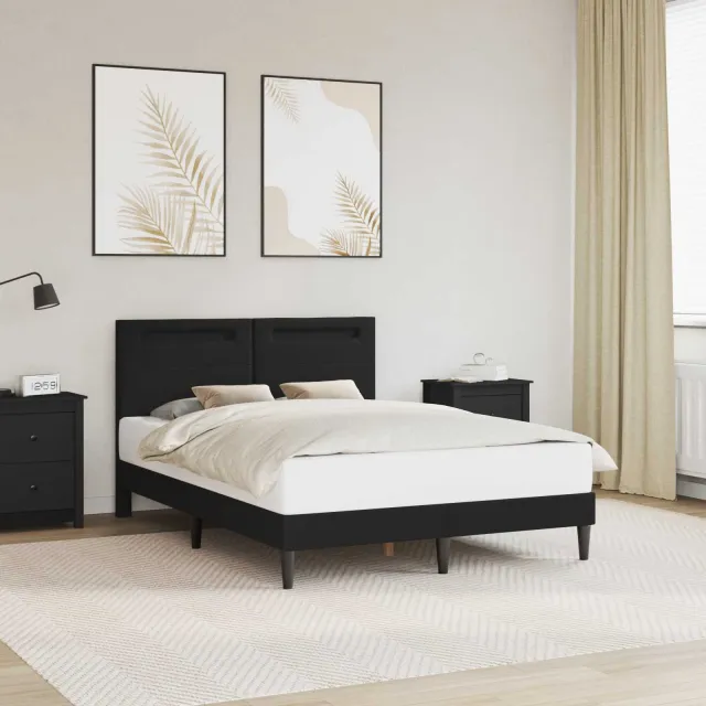 vidaXL Bedframe met LED-stripverlichting Zwart 140 x 200 cm Kunstleer
