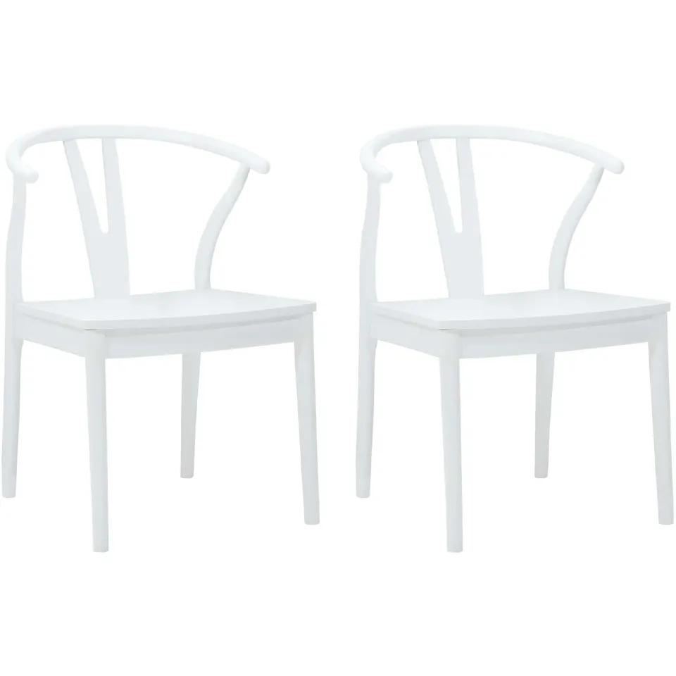 vidaXL Eetkamerstoel 2 st Massief Rubberhout Wit en Wit