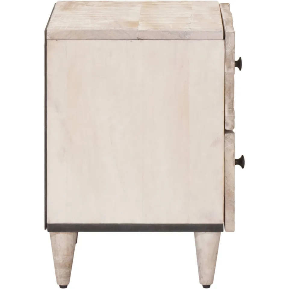 vidaXL Nachtkastje met lade Wit 40 x 33,5 x 46 cm Massief Mango Hout, foto 4