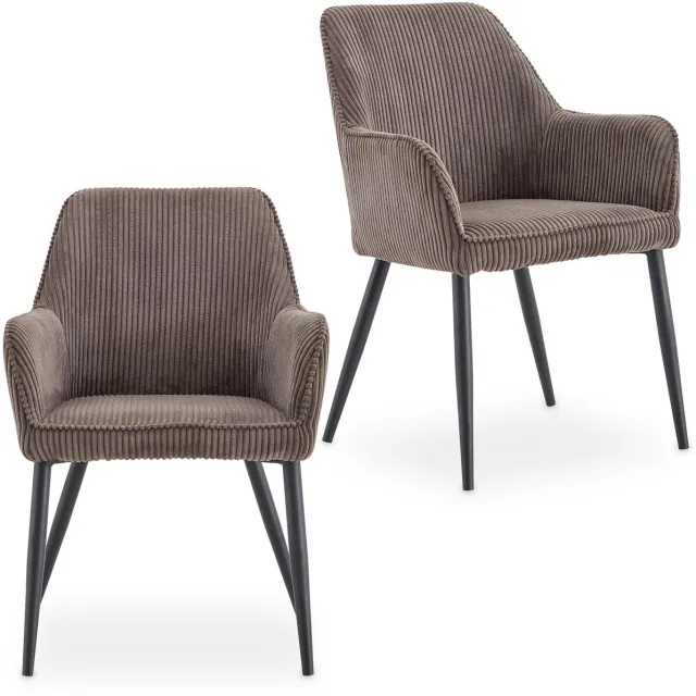 IDIMEX Eetkamerstoelen VERONA in een set van 2 – taupe bruin