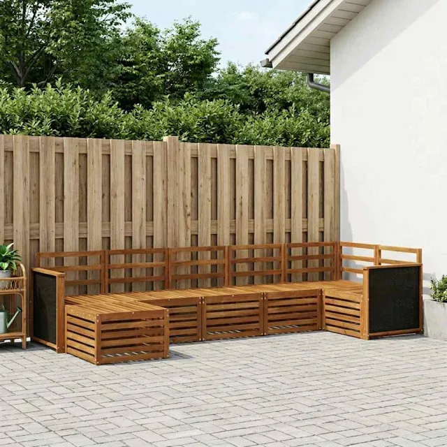 vidaXL Buiten bankenset 7 st 6-zits Naturel Massief Acaciahout Bruin