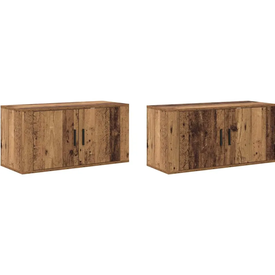 vidaXL Wandtv-kast Set 2 st 80 x 34,5 x 40 cm Oud Hout Bruin