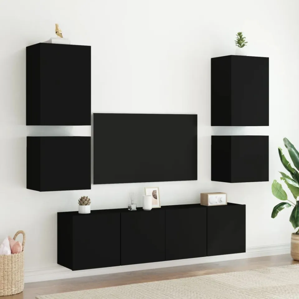 vidaXL Tv-wandmeubels 2 st 40,5x30x40 cm bewerkt hout zwart, foto 4