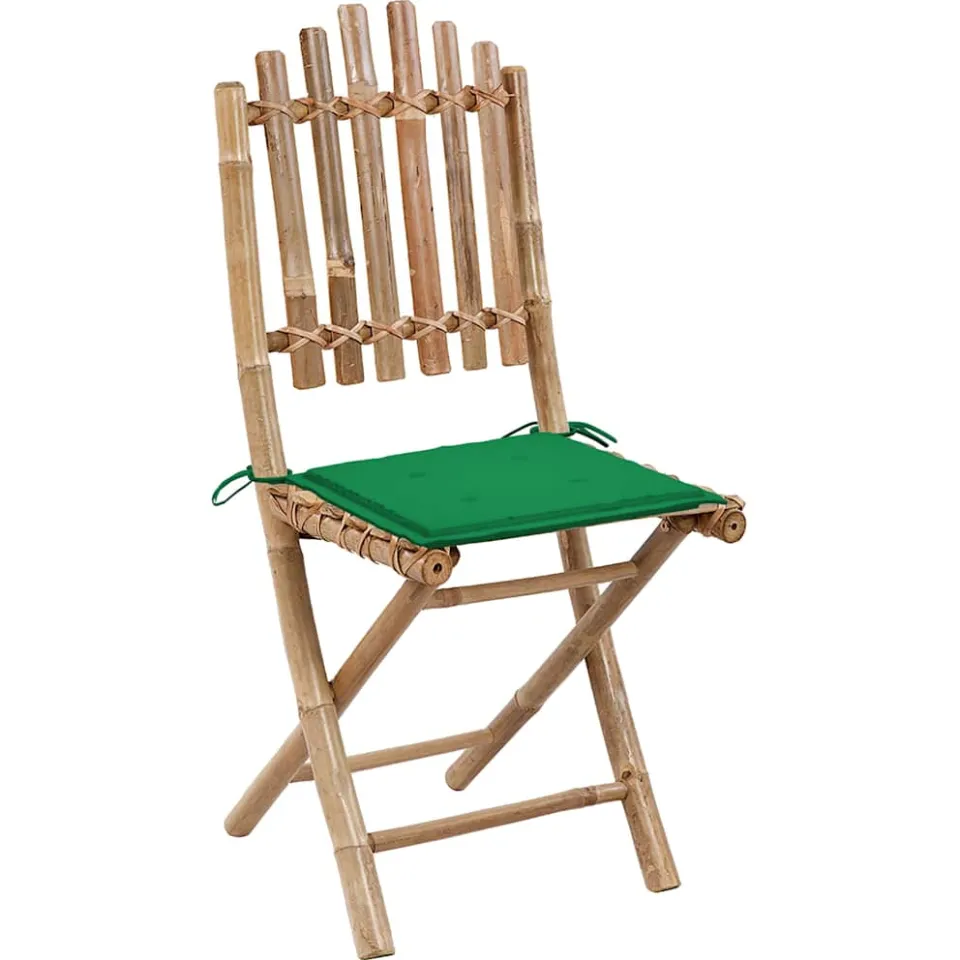 vidaXL 5-delige Tuinset inklapbaar met kussens bamboe groen, foto 3