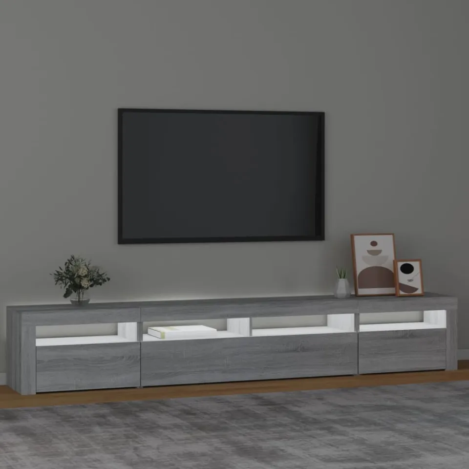 vidaXL Tv-meubel met LED-verlichting 240x35x40 cm grijs sonoma eiken, foto 4