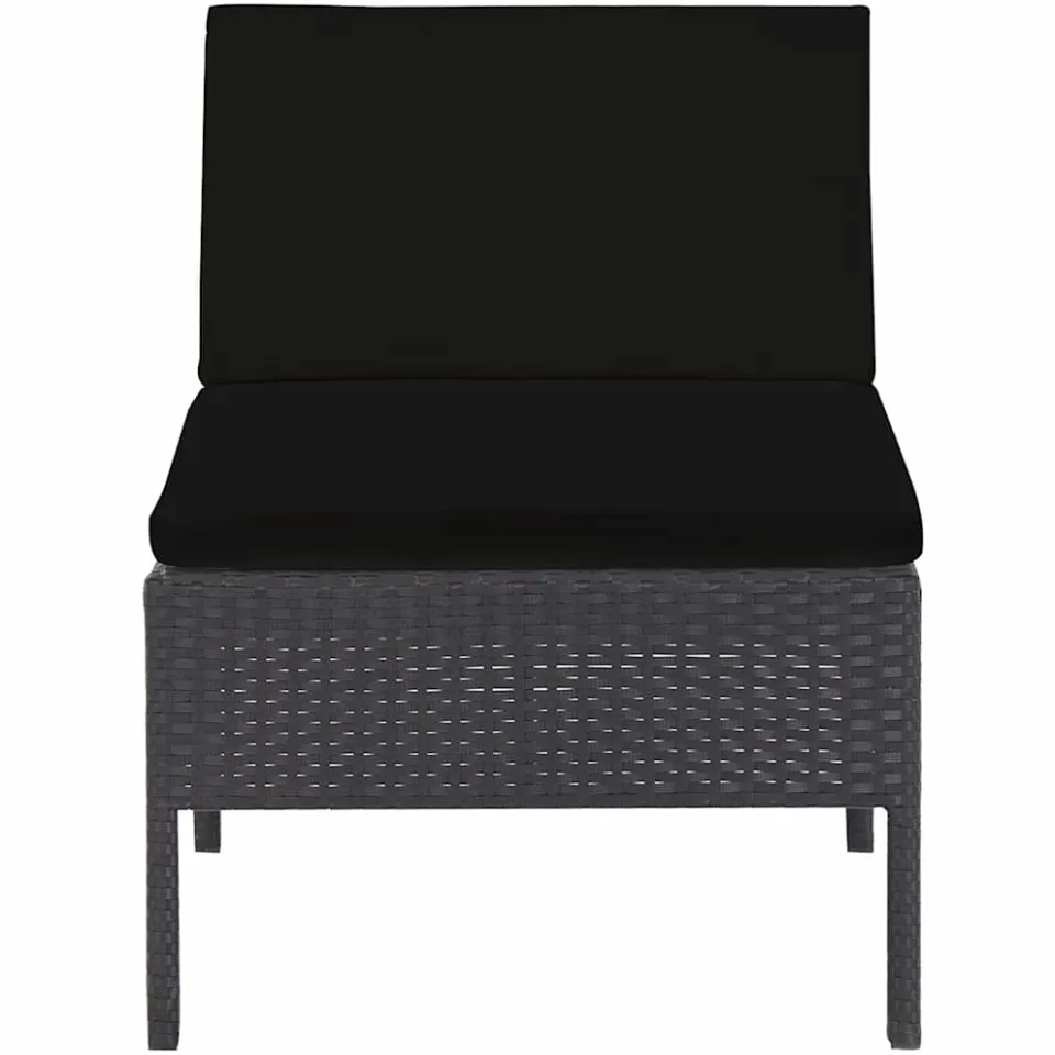 vidaXL 5-delige Loungeset met kussens poly rattan zwart, foto 4
