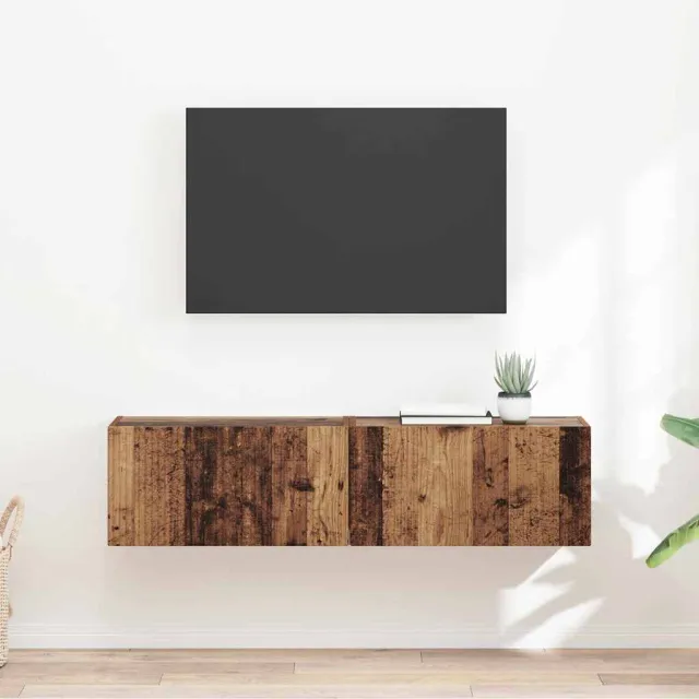 vidaXL TV Wandkast 2 st Oud Hout Bewerkt hout Bruin