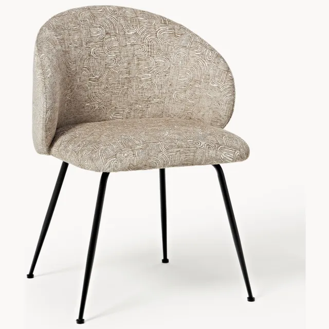Westwing Collection Gestoffeerde stoelen Luisa, 2 stuks beige, taupe, zwart